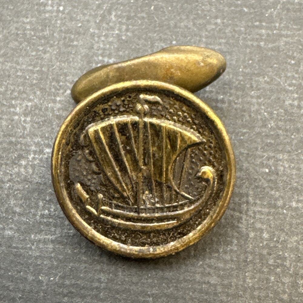 Viking Ship Brass Button Convert Cuffink Norse Metal Antique Vintage Replacement